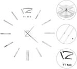 vidaXL Wanduhr 3D Deko 100 cm XXL Silbern Wand Uhr Wandtattoo DIY Wohnzimmer