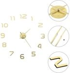 vidaXL 3D Wanduhr Modernes Design 100cm XXL Golden Wand Uhr Wandtattoo Deko