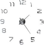 vidaXL 3D Wanduhr Modernes Design 100cm XXL Silbern Wand Uhr Wandtattoo Deko