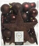 Kaemingk Weihnachtskugeln Kunststoff 5-8cm mit Christbaumspitze Stern 33er Set