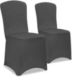 Detex&reg; Stuhlhussen 2er Set Grau Stretch &Ouml;ko-Tex Dehnbar 30&deg;C Waschbar Hochzeit