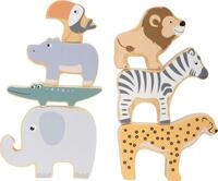 small foot Stapeltiere "Safari" Stapel-und Balancierspiel mit 7 Tierfiguren aus Holz,