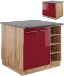 Vicco K&uuml;cheninsel Fame-Line, Bordeaux Hochglanz/Goldkraft Eiche, 90 cm ohne