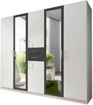 Wimex 450547 Kleiderschrank 5-t&uuml;rig, Alpinwei&szlig;, Absetzungen, anthrazit