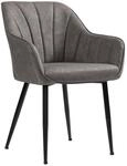 SONGMICS Esszimmerstuhl, Sessel, Loungesessel, mit Armlehne, PU-Bezug, bis 110...