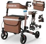 Arebos Leichtgewicht Rollator Aluminium | Reiserollator 6-fach h&ouml;henverstellbar 