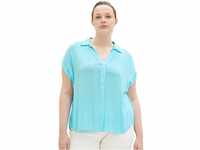 TOM TAILOR Damen 1037305 Plussize Bluse mit Crinkle-Struktur, 26007-Teal Radiance, 54