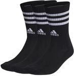 adidas Unisex Kinder 3-Stripes Cushioned Crew Socks 3 Pairs, Black/White, 3-4 Years