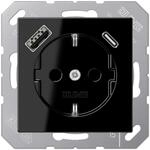 SCHUKO&reg; Steckdose mit USB-AC A schwarz (Referenz: Jung A1520-15CASW)