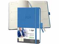 SIGEL C2469 Terminplaner Wochenkalender 2024, ca. A6, blau, Hardcover, 176 Seiten,