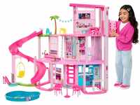 Barbie - Traumvilla, Poolparty Puppenhaus mit mehr als 75 Teilen und Rutsche über 3