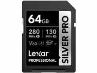 Lexar Silver Pro SD Karte 64GB, SD Speicherkarte UHS-II, V60, U3, C10, SDXC Karte,