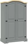 vidaXL Kiefer Kleiderschrank Mexiko-Stil Corona 2 T&uuml;ren Garderobenschrank