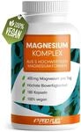 Magnesium Komplex 180 Kapseln, 400 mg elementares Magnesium pro Tag, 5 hochwertige