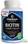 Biotin hochdosiert 10.000 mcg + Selen + Zink f&uuml;r Haarwuchs, Haut & N&auml;gel, 480