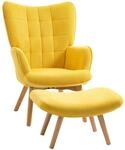 HOMCOM Ohrensessel mit Hocker Sessel Loungesessel mit Cord-Optik, Modern...