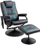 HOMCOM Relaxsessel mit Hocker, 360&deg; Drehbar TV-Sessel mit Massage, Schwarz 