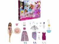 Barbie-Puppe und Mode-Adventskalender, 24 Kleidungsstücke und Accessoires wie