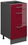 Vicco K&uuml;chenunterschrank R-Line, Rot Hochglanz, 40 cm