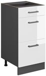 Vicco K&uuml;chenunterschrank R-Line, Wei&szlig; Hochglanz, 40 cm mit Schubladen, ohne