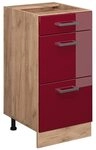 Vicco K&uuml;chenunterschrank R-Line, Rot Hochglanz, 40 cm mit Schubladen, ohne