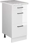 Vicco K&uuml;chenunterschrank R-Line, Wei&szlig; Hochglanz, 40 cm mit Schubladen, AP...