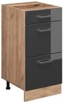Vicco K&uuml;chenunterschrank R-Line, Anthrazit Hochglanz, 40 cm mit Schubladen,...