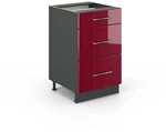 Vicco K&uuml;chenunterschrank Fame-Line, Bordeaux Hochglanz, 50 cm