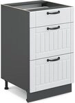 Vicco K&uuml;chenunterschrank Fame-Line, Wei&szlig; Landhaus, 50 cm | MDF-Front &middot; Ohne
