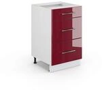 Vicco K&uuml;chenunterschrank Fame-Line, Bordeaux Hochglanz, 50 cm | MDF-Front &middot;...