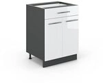 Vicco K&uuml;chenunterschrank Fame-Line, Wei&szlig; Hochglanz, 60 cm mit Schublade, ohne
