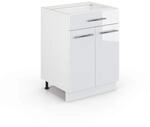 Vicco K&uuml;chenunterschrank Fame-Line, Wei&szlig; Hochglanz, 60 cm | MDF-Front &middot; Ohne