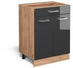 Vicco K&uuml;chenunterschrank R-Line, Anthrazit Hochglanz, 60 cm mit Schublade, ohne