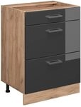 Vicco K&uuml;chenunterschrank R-Line, Anthrazit Hochglanz, 60 cm