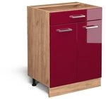Vicco K&uuml;chenunterschrank R-Line, Rot Hochglanz, 60 cm mit Schublade, ohne