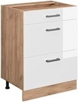 Vicco K&uuml;chenunterschrank R-Line, Wei&szlig; Hochglanz, 60 cm mit Schubladen, ohne