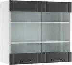 Vicco K&uuml;chenglasschrank Fame-Line, Anthrazit Landhaus, 80 cm, zur Kombination...