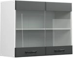 Vicco K&uuml;chenglasschrank R-Line, Anthrazit Landhaus, 80 cm