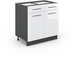 Vicco K&uuml;chenunterschrank Fame-Line, Wei&szlig; Hochglanz, 80 cm ohne Arbeitsplatte,...