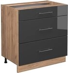 Vicco K&uuml;chenunterschrank Fame-Line, Anthrazit Hochglanz, 80 cm
