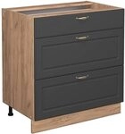 Vicco K&uuml;chenunterschrank Fame-Line, Anthrazit-Gold, 80 cm mit 3 Schubladen,...