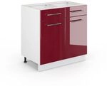 Vicco K&uuml;chenunterschrank Fame-Line, Bordeaux Hochglanz, 80 cm | MDF-Front &middot;...