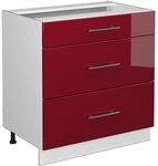 Vicco K&uuml;chenunterschrank Fame-Line, Bordeaux Hochglanz, 80 cm
