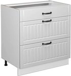 Vicco K&uuml;chenunterschrank Fame-Line, Wei&szlig; Landhaus, 80 cm mit 3 Schubladen,...
