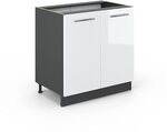 Vicco Sp&uuml;lenunterschrank Fame-Line, Wei&szlig; Hochglanz, 80 cm