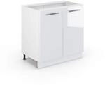 Vicco Sp&uuml;lenunterschrank Fame-Line, Wei&szlig; Hochglanz, 80 cm mit Regal, ohne