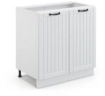 Vicco K&uuml;chenunterschrank Fame-Line, Wei&szlig; Landhaus/Wei&szlig; 80 cm | MDF-Front &middot;...