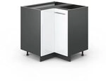 Vicco Eckunterschrank Fame-Line, Wei&szlig; Hochglanz, 80.5 cm