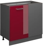 Vicco Eckunterschrank R-Line, Rot Hochglanz, 86 cm ohne Arbeitsplatte, zur...