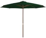 vidaXL Sonnenschirm Holzmast 350cm Gr&uuml;n Gartenschirm Ampelschirm Marktschirm
